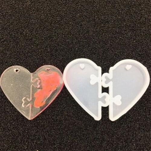 2Pc 5 X 2.5cm Heart Locks For Lovers Couples Pendant Liquid Silicone Mold DIY Couples Necklace Pendant Jewelry Maing Tools TW045