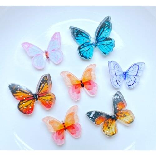 20pcs New Cute Resin Mini 3D Butterfly Cabochon Scrapbook Kawaii DIY Embellishments Accessories K57