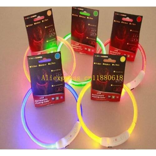 300pcs/lot Fast shipping USB charging collarLed Lights Adjustable USB luminous Led Dog Collar 8 colors