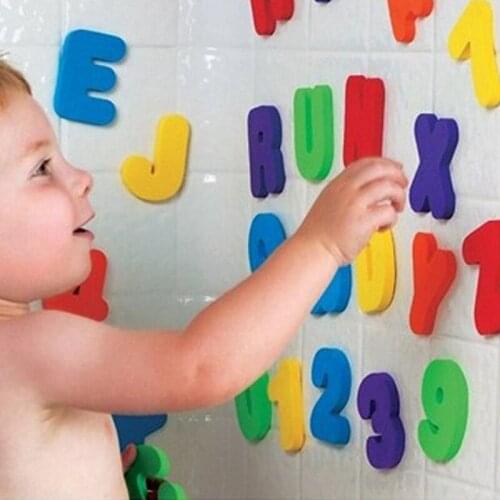 36pcs/Set Alphanumeric Letter Puzzle Baby Soft EVA Kids Baby Water Toys For Bathroom Early Educational Suction Up