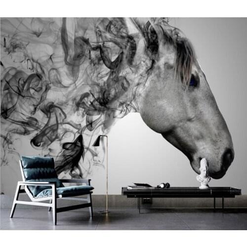 Custom wallpaper 3d photo mural Abstract oil painting black and white horse animal living room papel de parede 3d wallpaper