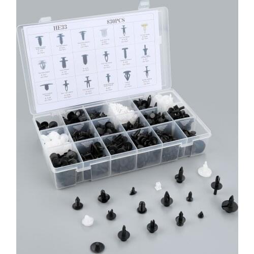 830Pcs Mixed Auto Fastener Universal Car Boxed Packing Clip Fender Fixed Clamp Trunk Fastener for Ford NISSAN HE33 18Kinds