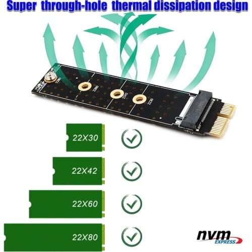 NGFF(M.2) nvme M key SSD to PCI- E 1X Adapter with Heatsink(vertical installation)
