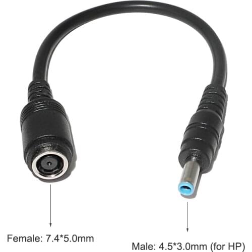 DC 7.4x5.0mm Female to 4.5x3.0mm Pin Male Laptop Power Adapter Converter Plug Cable Cord for Hp Envy Touchsmart 15 17 Charger