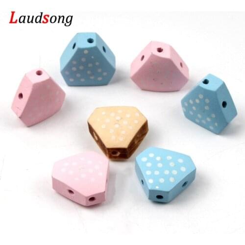 10Pcs 19x20mm Natural Solid Wood Spacer Beads For Jewelry Making Handmade Kids Doll Connector DIY Accessories