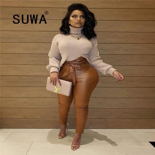 Black Leather Pants Classic Fashion Skinny Trousers New Product High Waist Women Fashion Sexy Party Night Club Pencil Legging