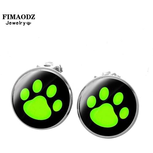 FIMAODZ Green Cat Paw Stud Earrings Ladybird Ladybugs Fashion Anime Glass Clip Earrings for Kids Girls Child Gift