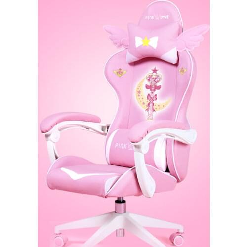 Gaming Cartoon Magic Chair Girl Game Competitive Rotating Chair Home Liftable Computer Chair Comfortable Anchor Live Pink Chair