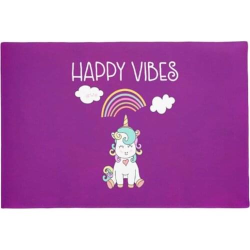 Personality Happy Vibes Awesome Rainbow & Unicorn Doormat Door Mat Home Decoration Entry Non-slip Door Mat Rubber Washable Floor