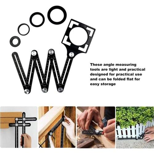 6 Angle Measuring Ruler Folding Ruler, 6-Sided Six-Folds Woodworking Drilling Locator,mental Template Hole Punch Accessories