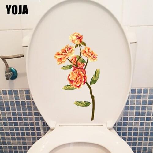 YOJA 12.5X24.4CM Exquisite Hand-Painted Peony Bedroom Wall Stickers Classic Toilet WC Decor T1-1589