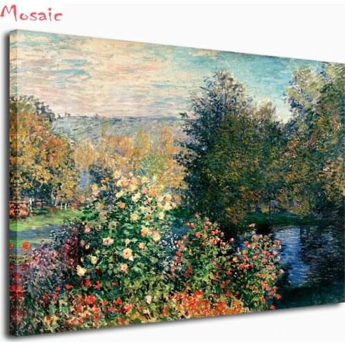 World Famous"Irises in Monets Garden"5D DIY Diamond Painting Full Square/Round Diamond Embroidery Drill Picture of Rhinestones