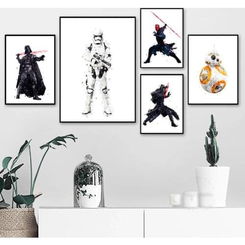Disney Star Wars Watercolor Canvas Art Paintings Movie Poster and Print Wall Art Picture for Kids Room Home Decoration Cuadros