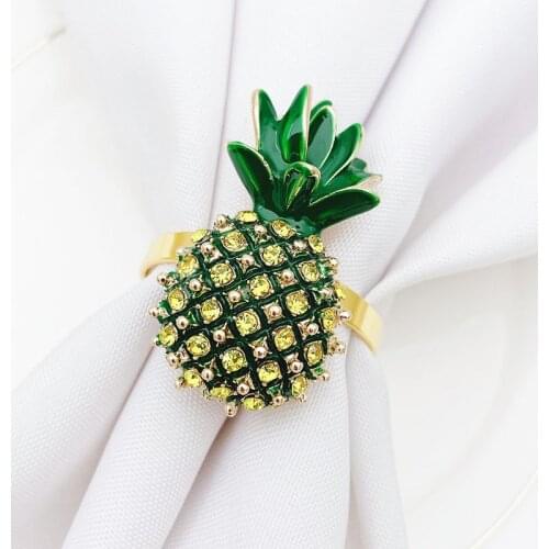 Summer Napkin Rings Set of 10,Pineapple Napkin Holder Rings Holders for Tables, Fruit Napkin Buckles Ring for Kitchen