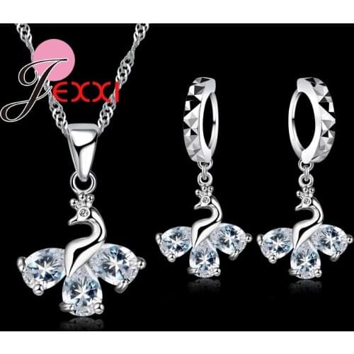 Hot Sales High Quality 925 Sterling Silver Elegant Swan Exquisite Jewelry Sets CZ Zircon Necklace Earrings Set
