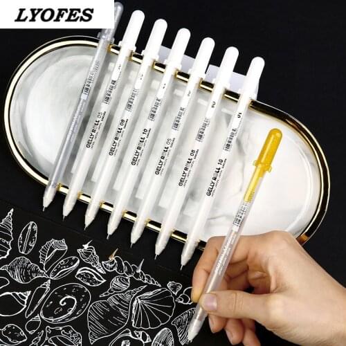 Sakura Gelly Roll Pen Liner, Basic Highlighter White Gold Silver Color, 05 Fine 08 Medium 10 Bold Drawing Paint Marker Art A6499