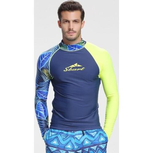 M-3XL Plus Size Sun Protection Wetsuit Tops Man Long Sleeve Lycra Swimwear Rash Guard Men UPF50+ Print Swimming Diving T-Shirts