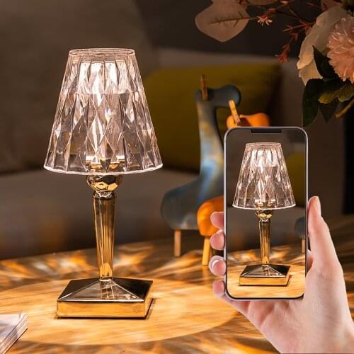 3 Colors Diamond Table Lamp Acrylic Decoration Light For Bar Bedroom Bedside Coffee Crystal LED Desk Lamps Gift LED Night Lights