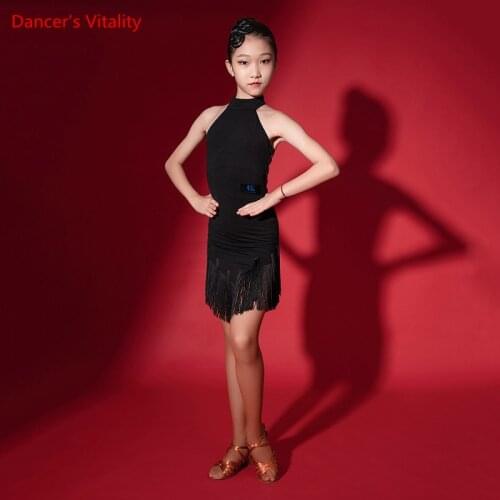 Latin Dance New Female Child Sexy Backless Competition Skirt Summer Professional Temperament Tassel Performance Dress