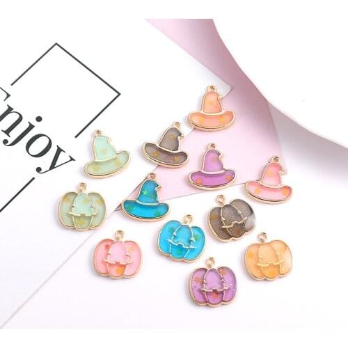 New arrived 40pcs/lot Halloween style hats/pumpkin shape alloy drop glaze floating locket charms diy jewelry earring pendant