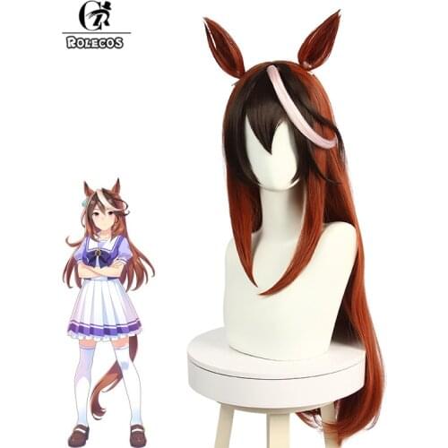 ROLECOS Anime Uma Musume Pretty Derby Cosplay Wig Symboli Rudolf Cosplay Wig Women Long Headwear Synthetic Hair Heat Resistant