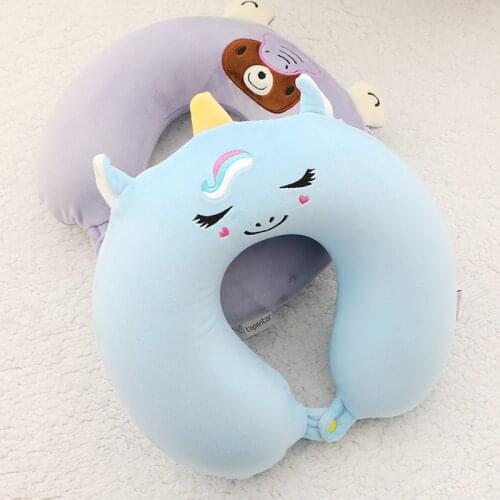 Cartoon U-shape Pillow Cute Unicorn Bear Neck Pillow Slow Rebound Memory Foam Comfort Car Plane Travel Cervical Vertebra Care