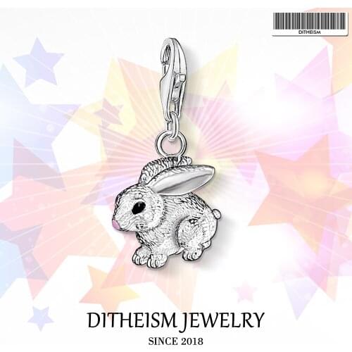 Rabbit Charms Pendant,2018 Jewelry 925 Sterling Silver Romantic Gift For Women Girls Fit Bracelet Necklace Bag Choker Key Chain