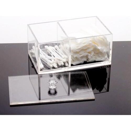 Transparent Clear Acrylic Organizer Holder Cotton swab box Makeup Pads storage box desktop Organizer Jewelry Case for Cosmetics