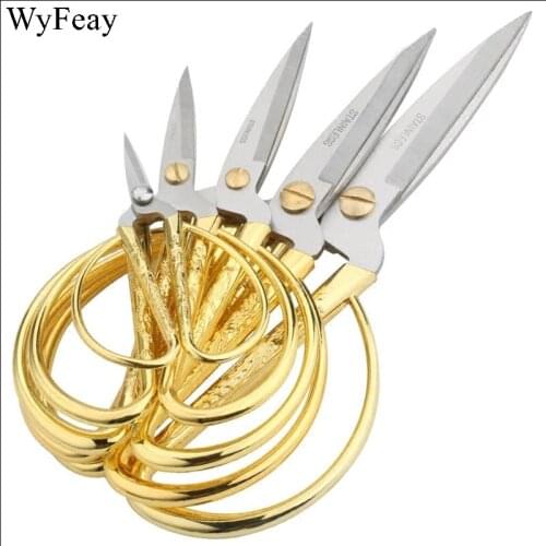 Stainless Steel Sewing Gold Scissors Short Cutter Durable Vintage Embroidery Tailor Scissors Fabric Cutter Craft Tool for Sewing