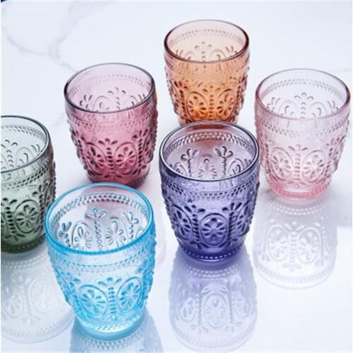 300ml Wine Glass Cups Retro Vintage Relief Red Wine Cup Engraving Embossment Juice Drinking Glasses Champagne Assorted Goblets