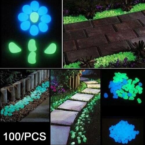 100Pcs Glow Stones Rocks for Walkways Garden Yard Aquarium Luminous Stone Glow in the Dark Artificial Pebbles Luminous Stones