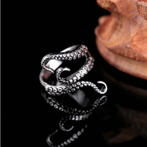 Women Men Cool Rings Titanium Steel Gothic Ring Deep Sea Squid Octopus Finger Ring Fashion Jewelry