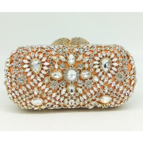 Gold Crystal Women party Evening Bags Metal Shoulder crossbody messenger bags Handbag Minaudiere Clutch Bridal Wedding Clutches
