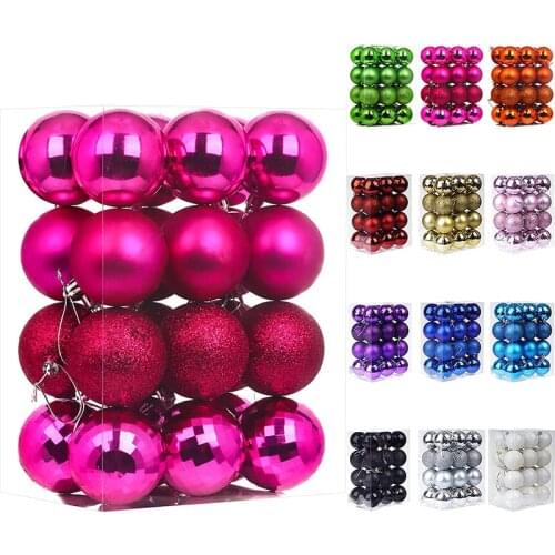 1Set 4cm 6cm 8cm Christmas Tree Hanging Balls Christmas Balls Ornaments for Holiday Party Baubles Decoration Set with Hang Rope