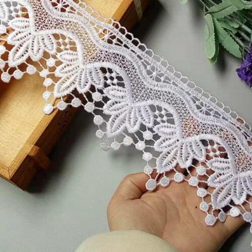 1 yard 11cm Polyester White Embroidered Lace Ribbon Applique Fabric Handmade DIY Clothes Sewing Craft Lace Trim Decoration