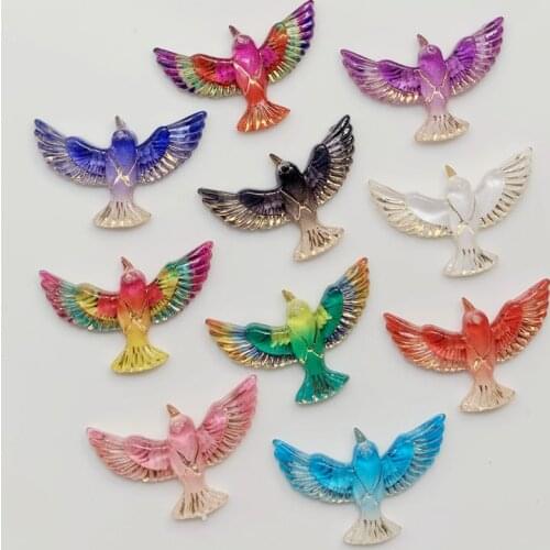 10PCS 19*29MM 1 hole flat back acrylic new fashion air small bird jewelry pendant jewelry scrapbook garden bird props decoration
