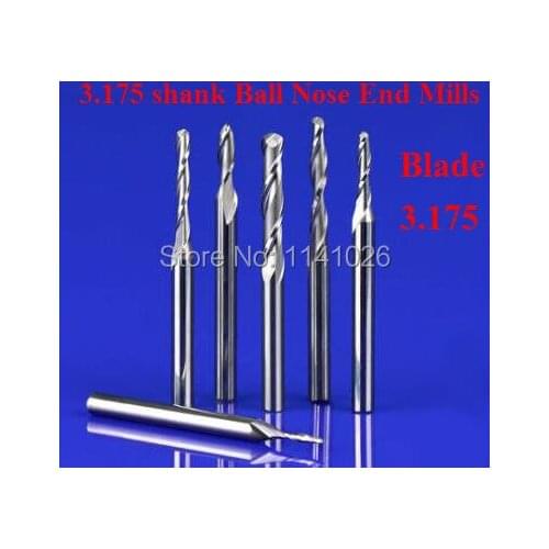 10PCS 3.175mm Two Flutes Carbide Ball Nose CNC Milling Tools,Carving Engraving Cutters,Router Bits For 3D Sculpture Wood,PVC