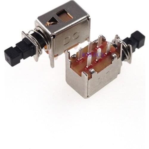 10Pcs Self-Lock Push button Switch DPDT Standard Through Holes PCB Right Angle PS-22F02 PushButton Switch 3A Power Switches