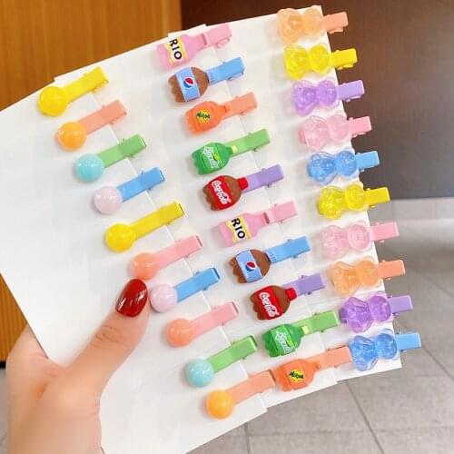 10Pcs/Set New Cute Cartoon Bear Drink Bottle Hairpins For Girls Sweet Hair Clips Side Barrette Headband Fashion Hair Accessories