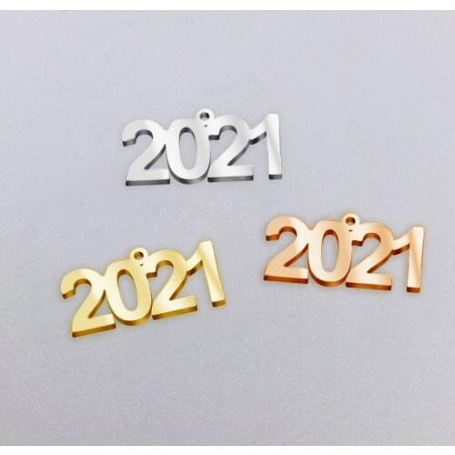 10pcs/Lot Mirror Polish Stainless Steel 2021 Number Charms Pendant For DIY Making Bracelet Necklace Accessories