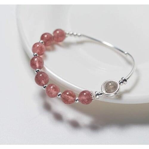 100% Real 925 Sterling Silver Chain Charming Bracelet Embrace Stylish Strawberry Crystal Refined Exquisite Jewelry Nifty Bead
