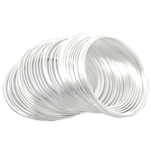 100 PCS Silver-Plated Memory Beading Wire for Bracelet Bangle Necklace Craft DIY Jewelry Making Accessories 50mm