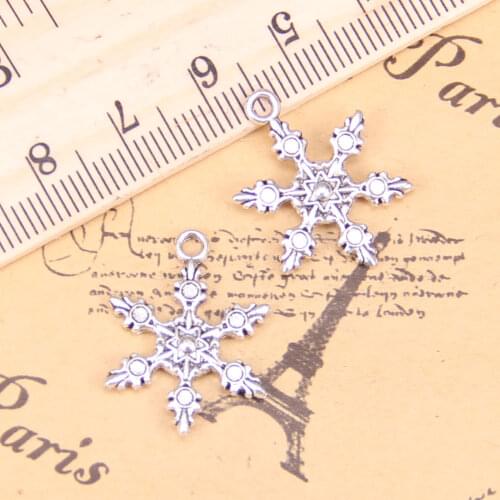126pcs Charms For Jewelry Making snow snowflake 23x17mm Antique Silver Plated Pendants DIY Tibetan Silver Bracelet Necklace