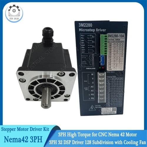 12Nm 110mm NEMA42 Stepper Motor Driver Kit 3PH 32 DSP AC18-220V 128 Microstep with Cooling FanHigh Torque for CNC Nema 42 Motor