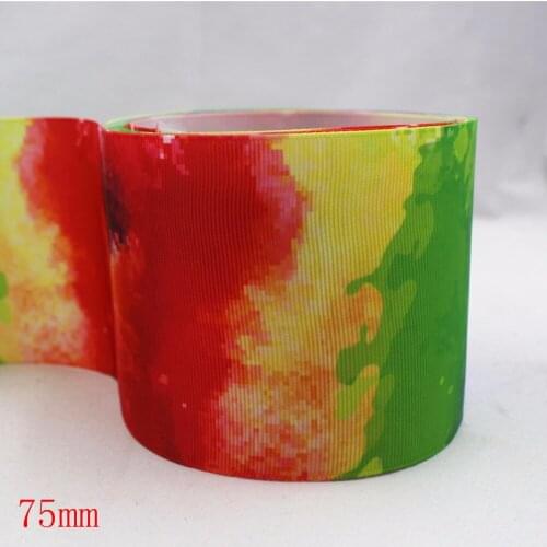 165736F1,(3")75mm 5yard/lot Multicolor Ribbons Thermal transfer Printed grosgrain Wedding Accessories DIY handmade material Gift