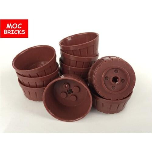 20pcs/lot MOC Bricks Reddish Brown Container Barrel Half Large with Axle Hole fit with 64951 Building Blocks DIY Toys kids gift