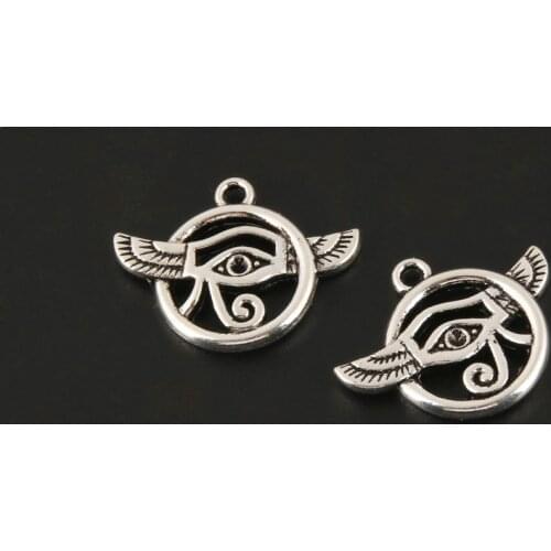 20pcs Charms Hollow Eye Of Horus Silver Color Pendant For DIY Handmade Jewelry Making Accessories