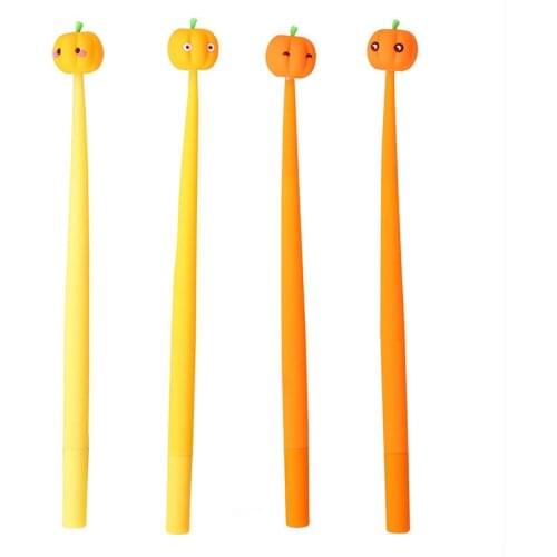 48PCS Halloween Pumpkin Silica Gel Pen Cute Pumpkin Swing Pen Students kawaii school supplies stationery