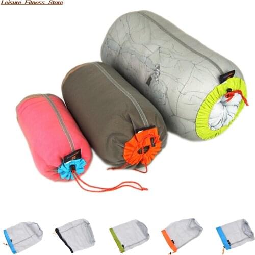 5 Size Portable Tavel Mesh Stuff Sack Drawstring Storage Bag Camping Sports Ultralight Outdoor Camping Travel Kit Equipment