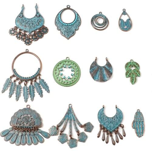 5PCs Vintage Leaf Style Charms Pendant Classic Distressed Flower Cloud Charms For Earrings Necklace DIY Jewelry Making